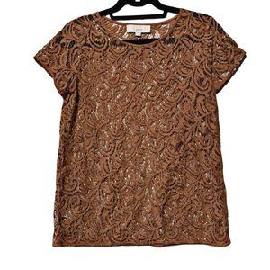 Ann Taylor Loft Burnt Orange Lace Top